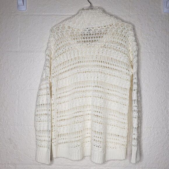 DKNY Cream Open Knit Cowl Neck Wool Sweater Size M - Picture 4 of 16